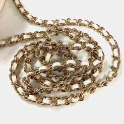Pre Owned Chanel White Gold CC Mark Round Chain Bag