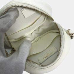 Pre Owned Chanel White Gold CC Mark Round Chain Bag
