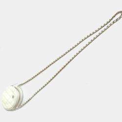 Pre Owned Chanel White Gold CC Mark Round Chain Bag