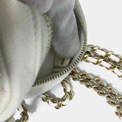 Pre Owned Chanel White Gold CC Mark Round Chain Bag