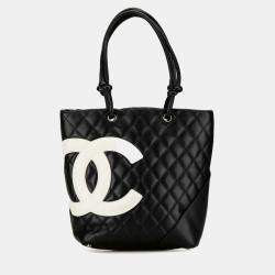 Chanel Black Lambskin Matelasse Deca Coco Mark Cambon Line Tote Bag