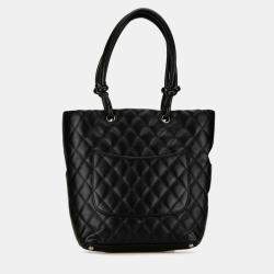 Chanel Black Lambskin Matelasse Deca Coco Mark Cambon Line Tote Bag