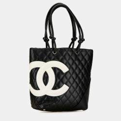 Chanel Black Lambskin Matelasse Deca Coco Mark Cambon Line Tote Bag