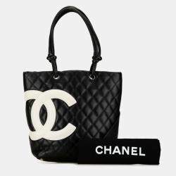 Chanel Black Lambskin Matelasse Deca Coco Mark Cambon Line Tote Bag