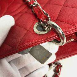 Chanel Red CC Mark Chain GST Tote Bag