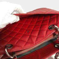 Chanel Red CC Mark Chain GST Tote Bag