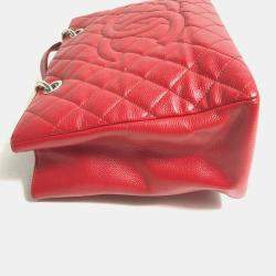 Chanel Red CC Mark Chain GST Tote Bag