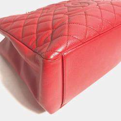 Chanel Red CC Mark Chain GST Tote Bag