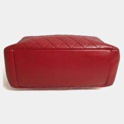 Chanel Red CC Mark Chain GST Tote Bag