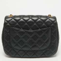 Pre Owned Chanel Black Quilted Leather Small Coco Hearts Square Flap Bag