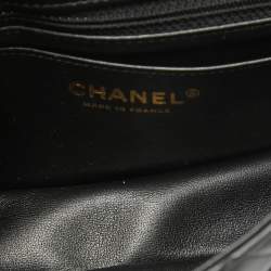 Pre Owned Chanel Black Quilted Leather Small Coco Hearts Square Flap Bag