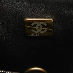 Pre Owned Chanel Black Quilted Leather Small Coco Hearts Square Flap Bag