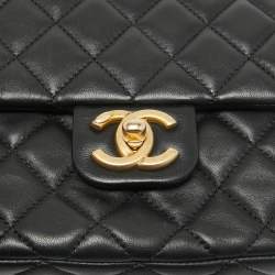 Pre Owned Chanel Black Quilted Leather Small Coco Hearts Square Flap Bag