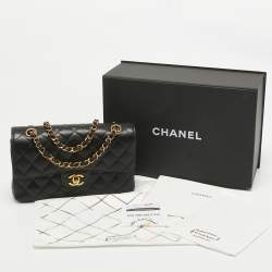 Pre Owned Chanel Black Quilted Caviar Leather Small Classic Double Flap Bag