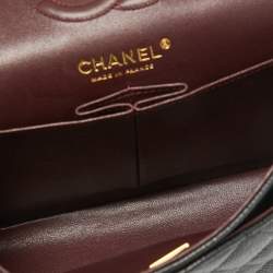 Pre Owned Chanel Black Quilted Caviar Leather Small Classic Double Flap Bag