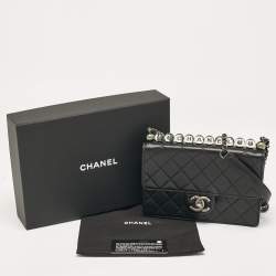 Chanel Black Quilted Leather Chic Pearl Flap Bag