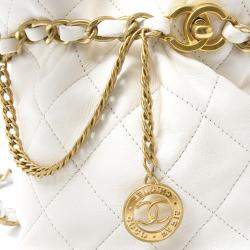 Chanel White Leather Matelasse Chain Shoulder Bag