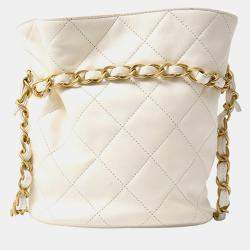 Chanel White Leather Matelasse Chain Shoulder Bag