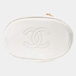 Chanel White Leather Matelasse Chain Shoulder Bag