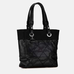 Pre Owned Chanel Black Canvas Small Paris-Biarritz Tote Bag