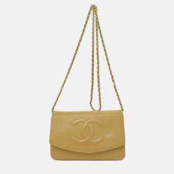 Chanel Caviar Skin Coco Mark Long Chain Wallet