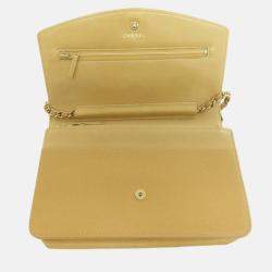 Chanel Caviar Skin Coco Mark Long Chain Wallet