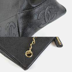 Pre Owned Chanel Black Leather Triple Coco Shoulder Bag