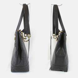 Pre Owned Chanel Black Leather Triple Coco Shoulder Bag