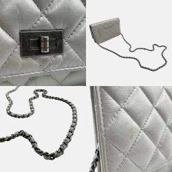 Chanel Silver Leather Matte Chain Wallet 2.55