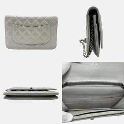 Chanel Silver Leather Matte Chain Wallet 2.55