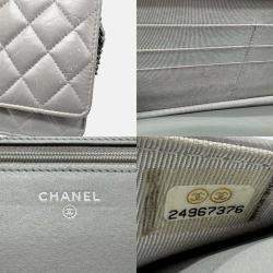 Chanel Silver Leather Matte Chain Wallet 2.55