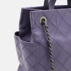 Chanel Purple Leather Wild Stitch Coco Mark Tote Bag