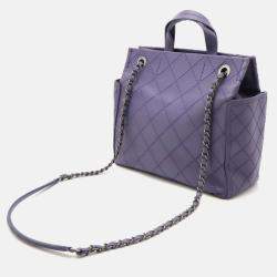 Chanel Purple Leather Wild Stitch Coco Mark Tote Bag