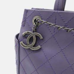 Chanel Purple Leather Wild Stitch Coco Mark Tote Bag