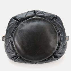 Pre Owned Chanel Black Leather Coco Mark Wild Stitch Shoulder Bag