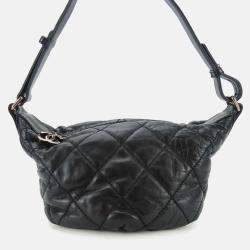 Pre Owned Chanel Black Leather Coco Mark Wild Stitch Shoulder Bag