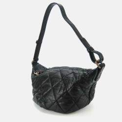 Pre Owned Chanel Black Leather Coco Mark Wild Stitch Shoulder Bag