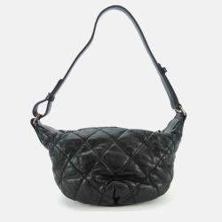 Pre Owned Chanel Black Leather Coco Mark Wild Stitch Shoulder Bag