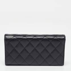 Chanel Black Caviar Quilted Leather Classic Long Flap Wallet