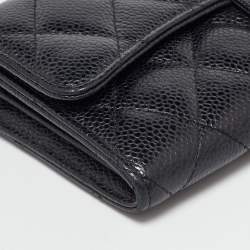 Chanel Black Caviar Quilted Leather Classic Long Flap Wallet