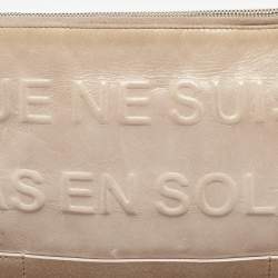 Pre Owned Chanel Off White Leather Je Ne Suis Pas En Solde Pouch