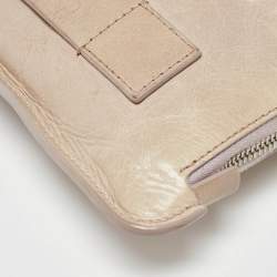 Pre Owned Chanel Off White Leather Je Ne Suis Pas En Solde Pouch