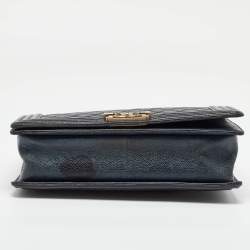 Chanel Navy Blue Quilted Caviar Leather New Medium Boy Flap Bag