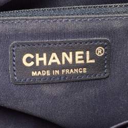 Chanel Navy Blue Quilted Caviar Leather New Medium Boy Flap Bag