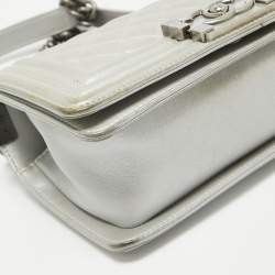 Chanel Grey Quilted Leather Mini Boy Flap Bag