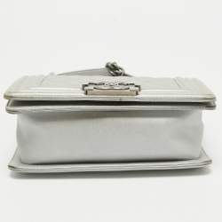 Chanel Grey Quilted Leather Mini Boy Flap Bag