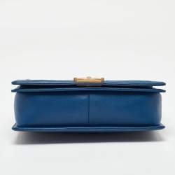 Chanel Blue Quilted Caviar Leather New Medium Boy Flap Bag