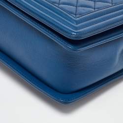 Chanel Blue Quilted Caviar Leather New Medium Boy Flap Bag