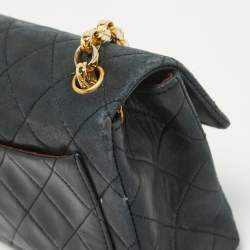 Pre Owned Chanel Black Quilted Leather Vintage Classic Flap Bag