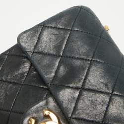 Pre Owned Chanel Black Quilted Leather Vintage Classic Flap Bag